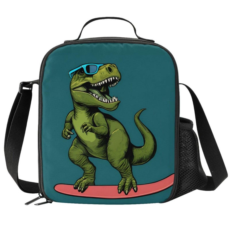 PrelerDIY Surfing Dinosaur Lunch Box Insulated Meal Bag Lunch Bag Food Container for Boys Girls School Travel Picnic - Image 1